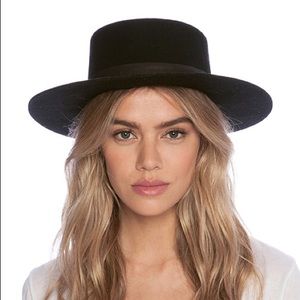 Janessa Leone flat black hat GABRIELLE